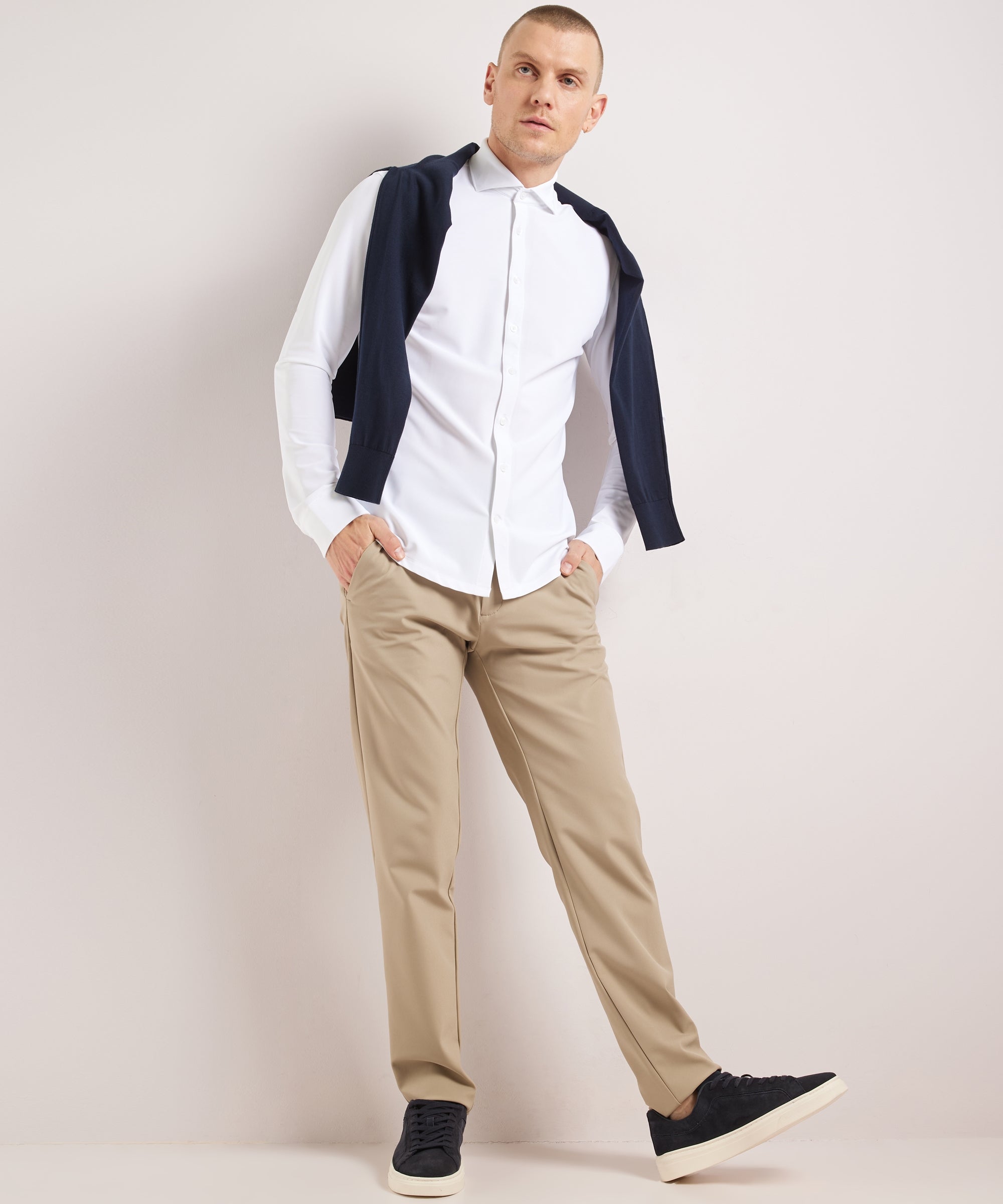 Chemise homme stretch regular fit manches longues smart casual
