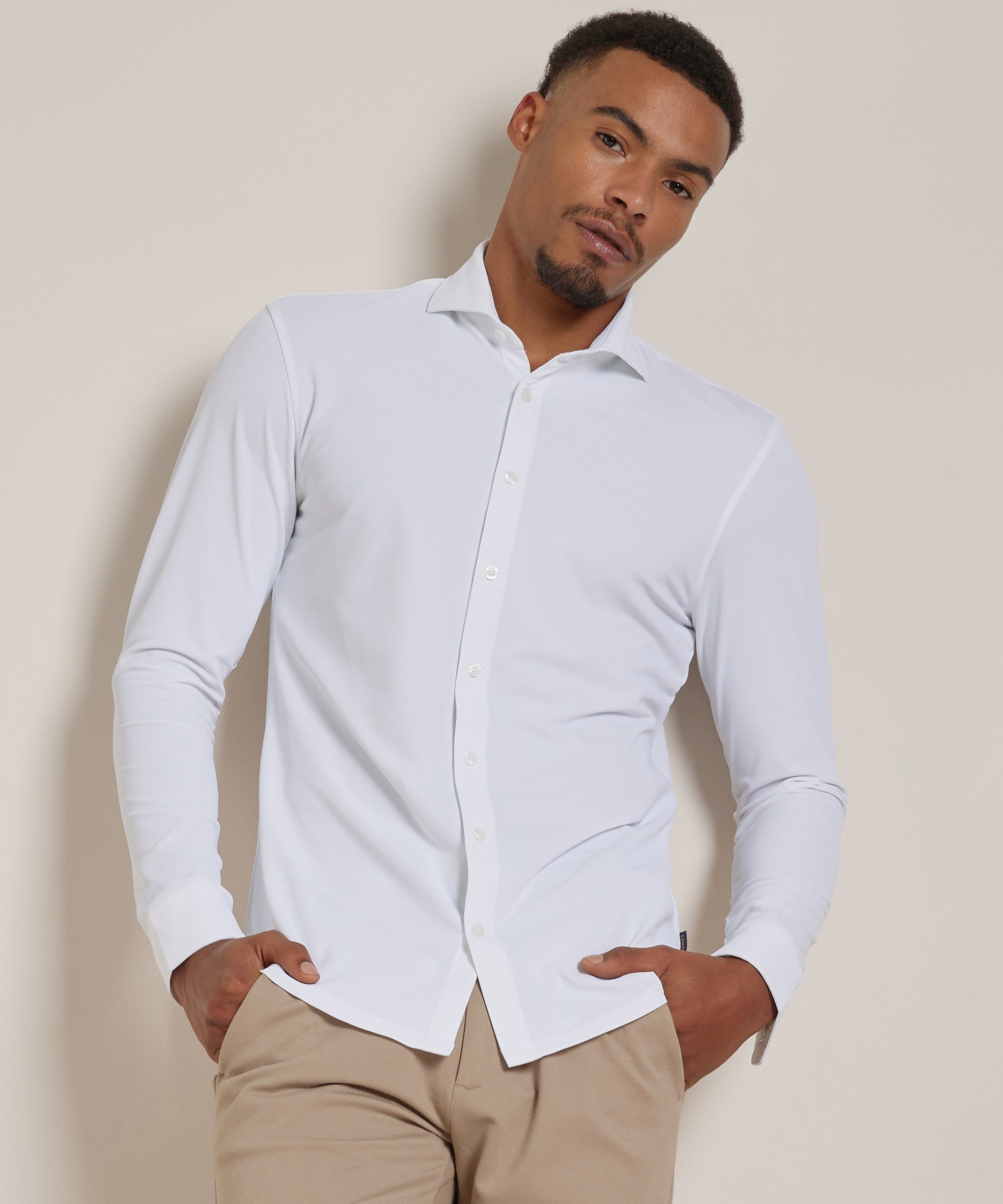 Chemise homme stretch regular fit manches longues smart casual