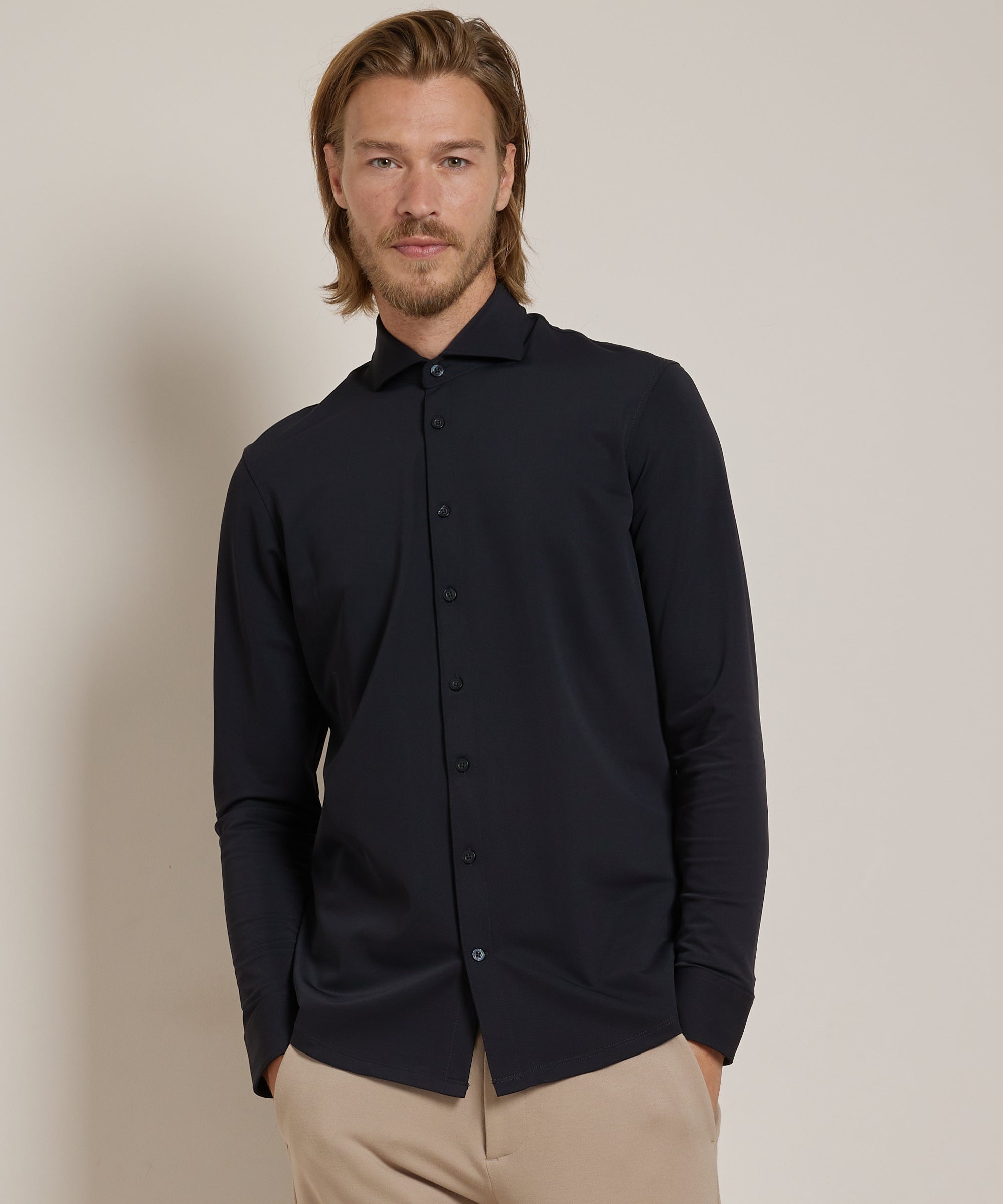 Chemise homme stretch regular fit manches longues smart casual