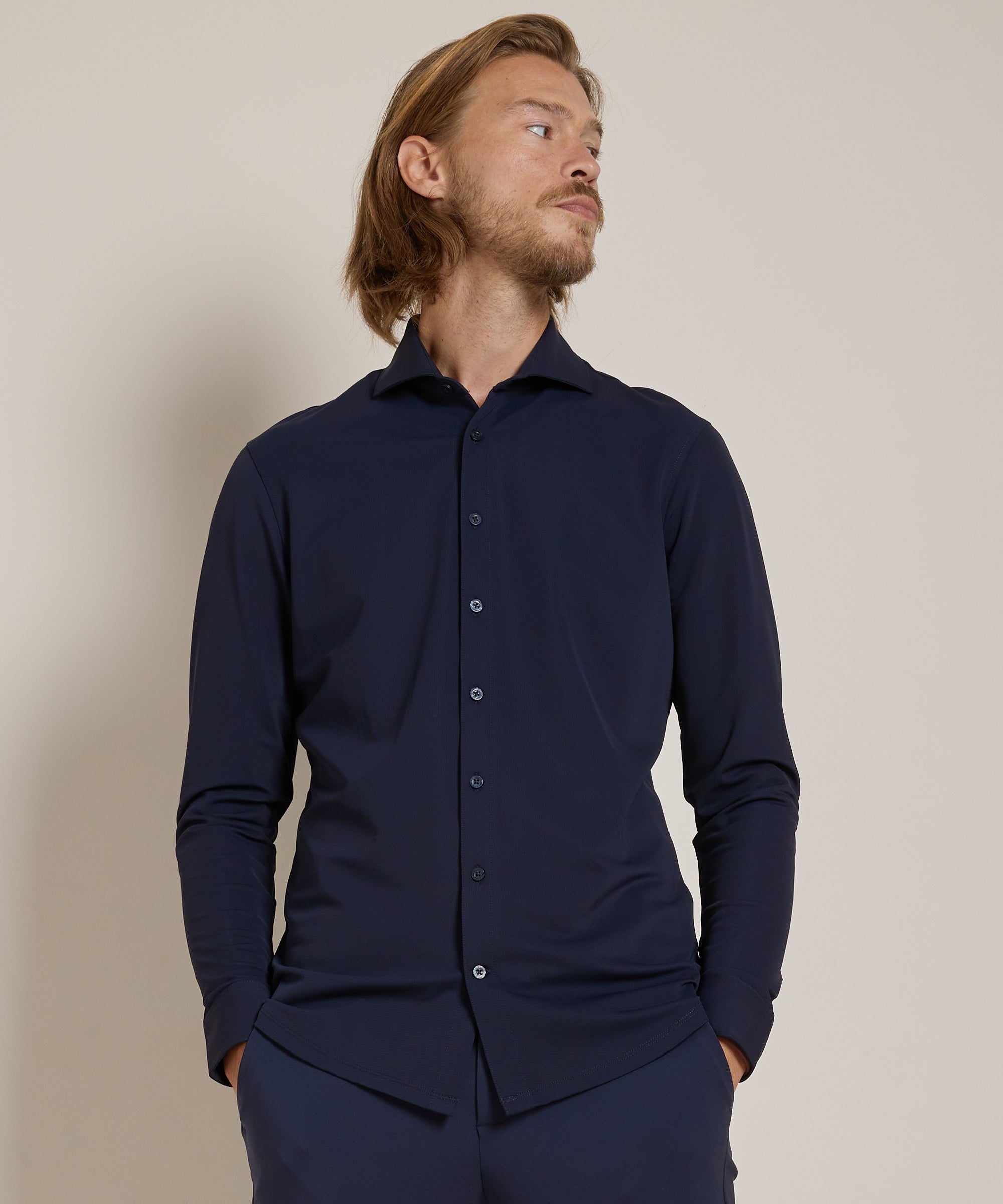 Chemise homme stretch regular fit manches longues smart casual