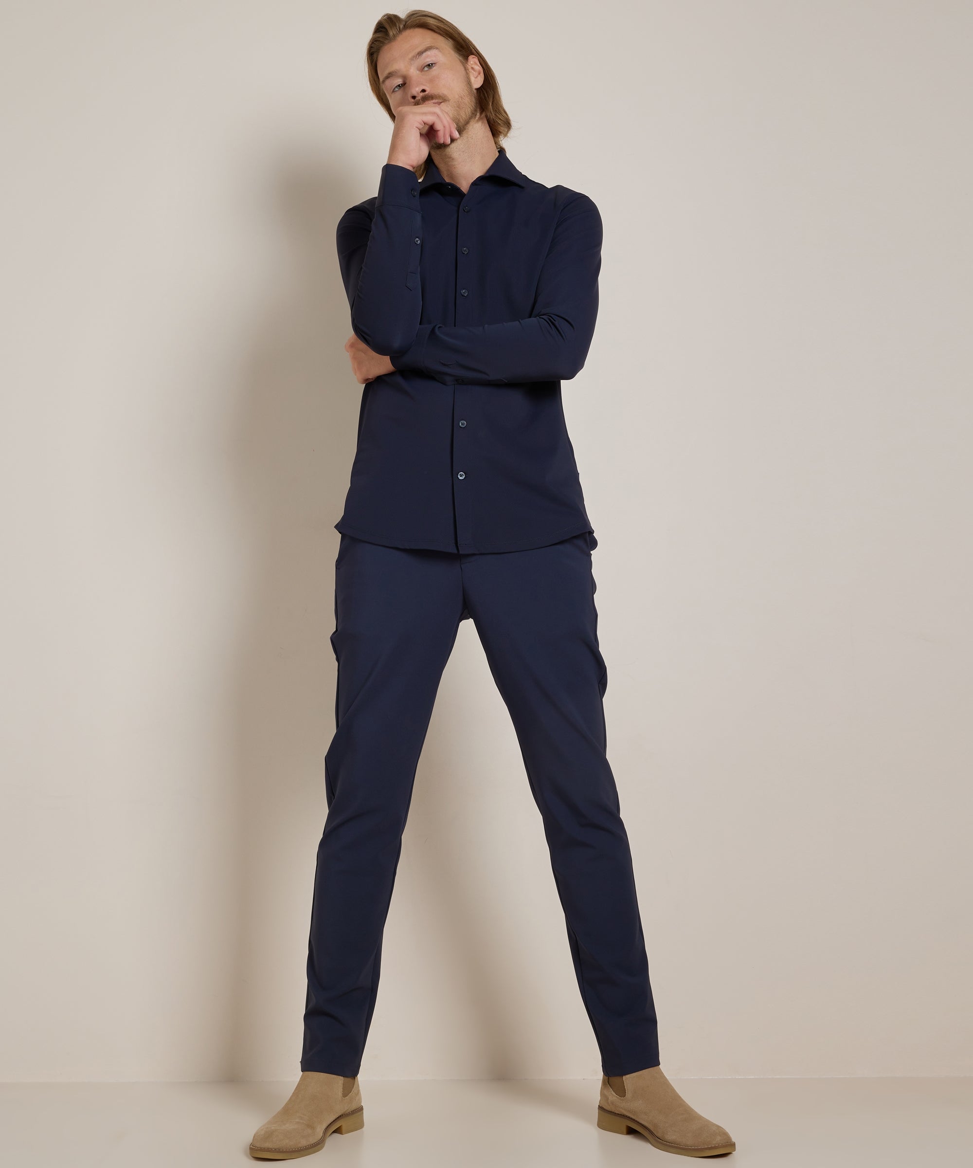 Chemise homme stretch regular fit manches longues smart casual