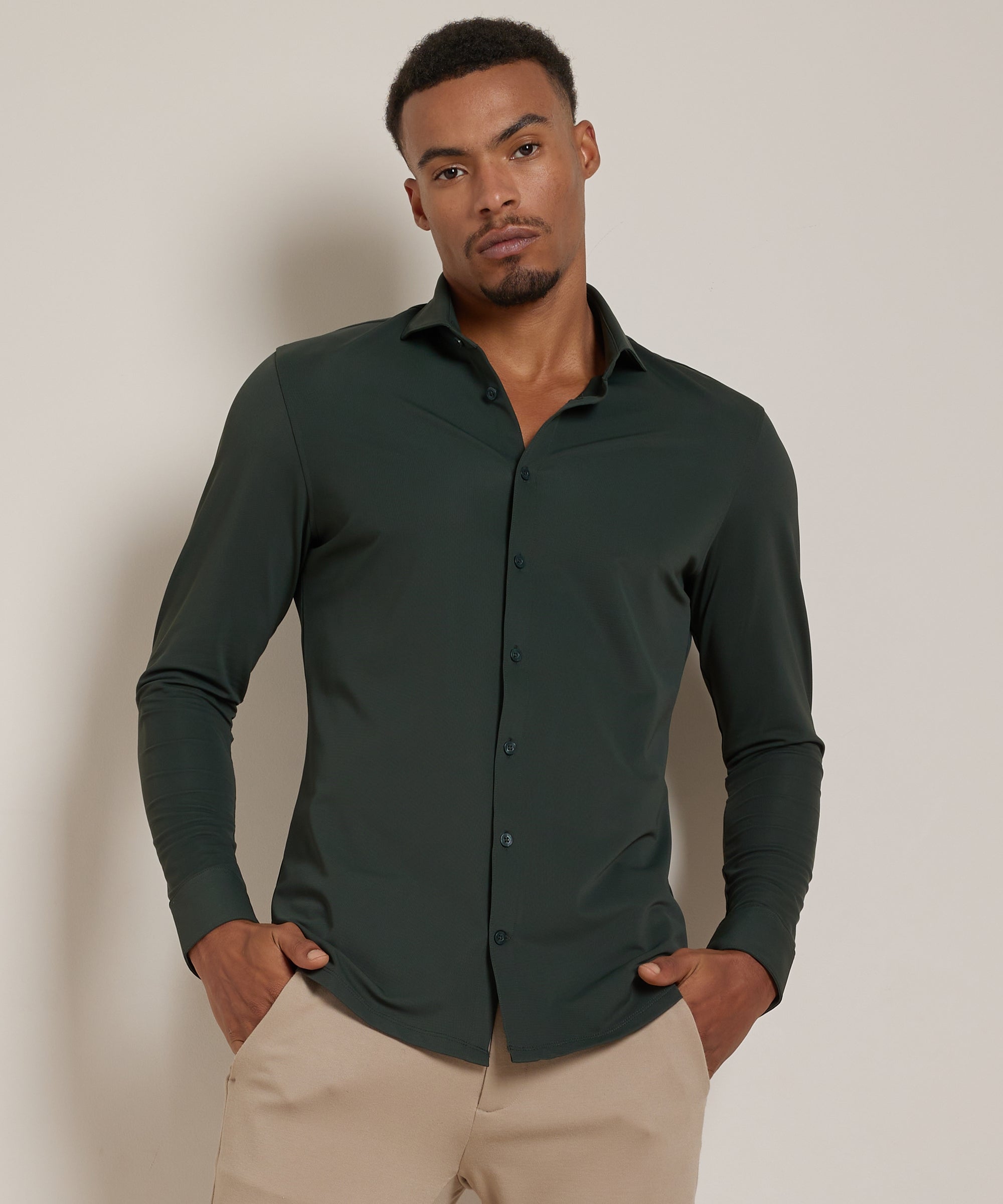 Chemise homme stretch regular fit manches longues smart casual