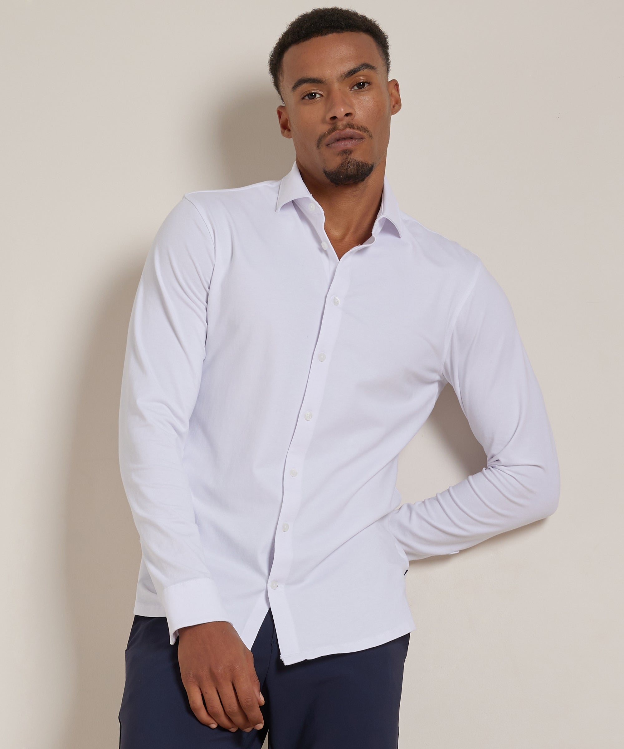 Chemise homme stretch slim fit manches longues col classique