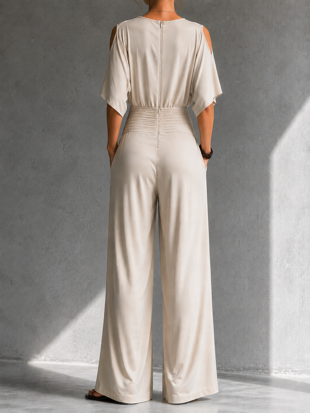 Combinaison Femme Cache-Cœur Épaules Dénudées Jambe Large
