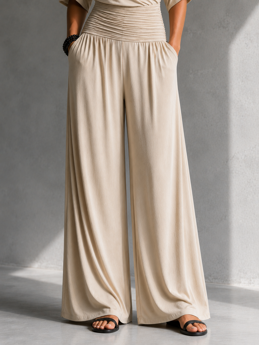 Combinaison Femme Cache-Cœur Épaules Dénudées Jambe Large
