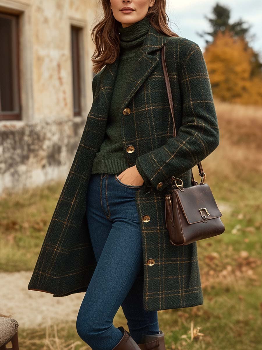 Constance - Manteau Laine Carreaux