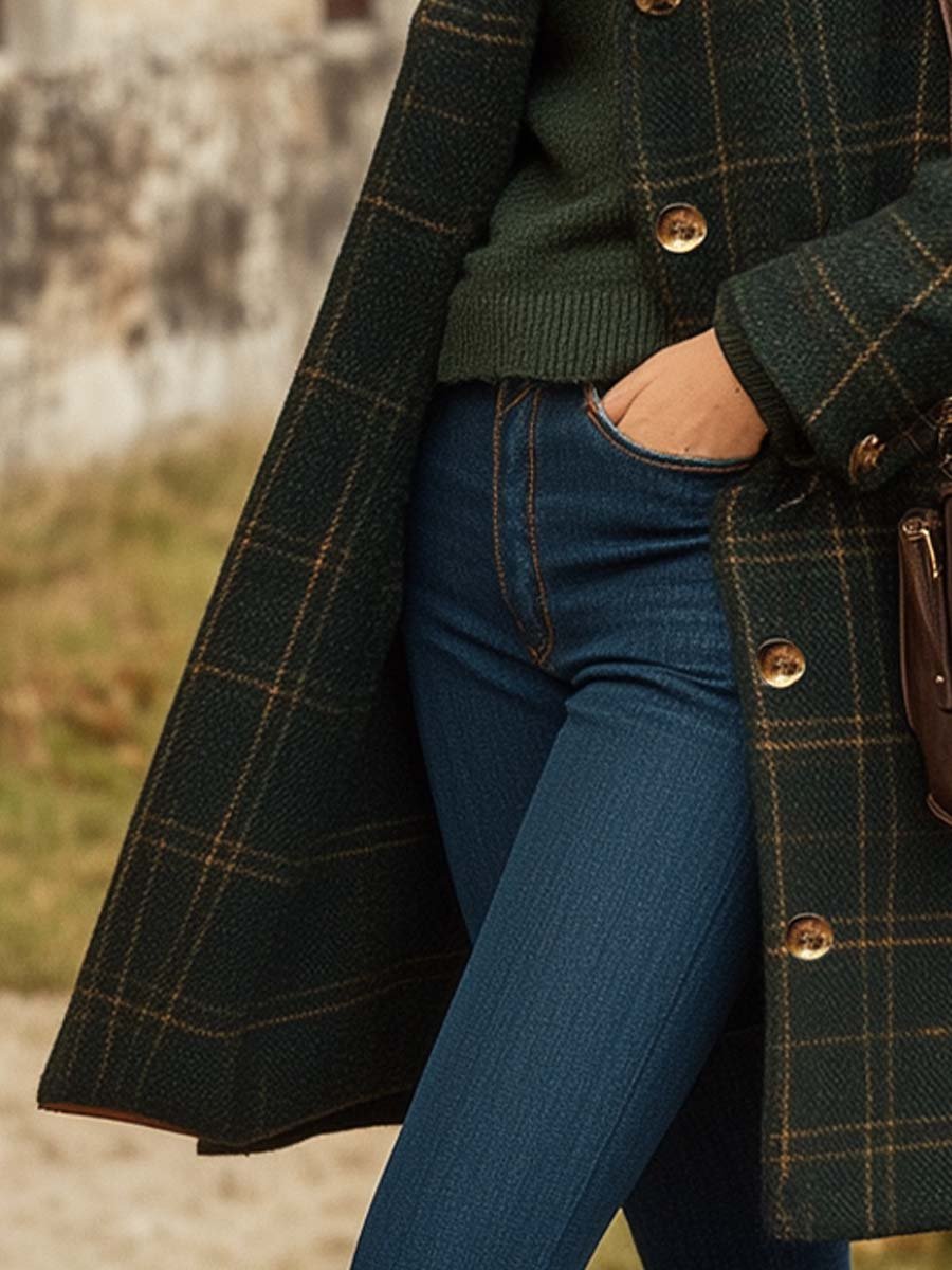 Constance - Manteau Laine Carreaux
