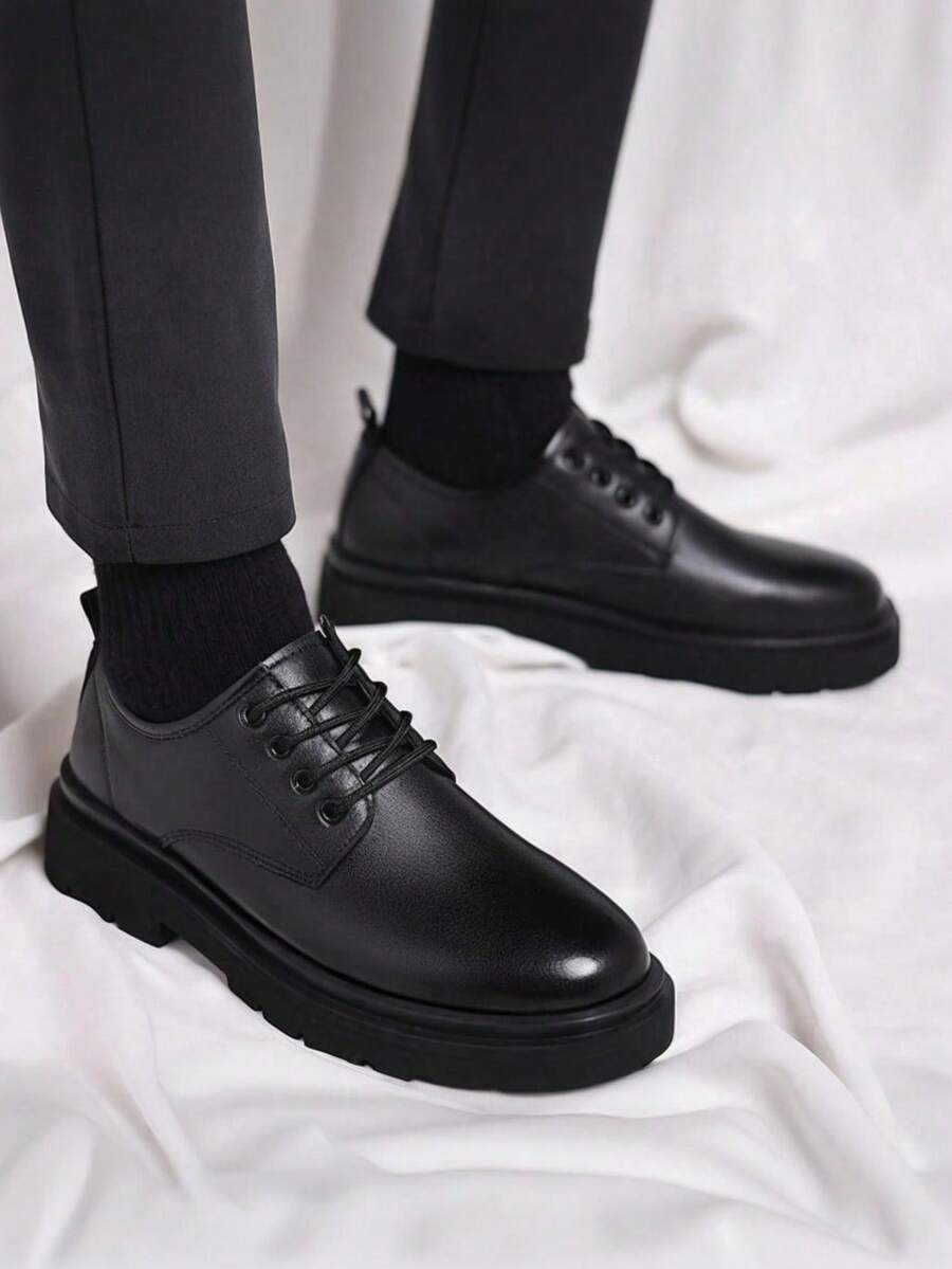 Derbies en Cuir Noir Homme Tige Basse Semelle Épaisse