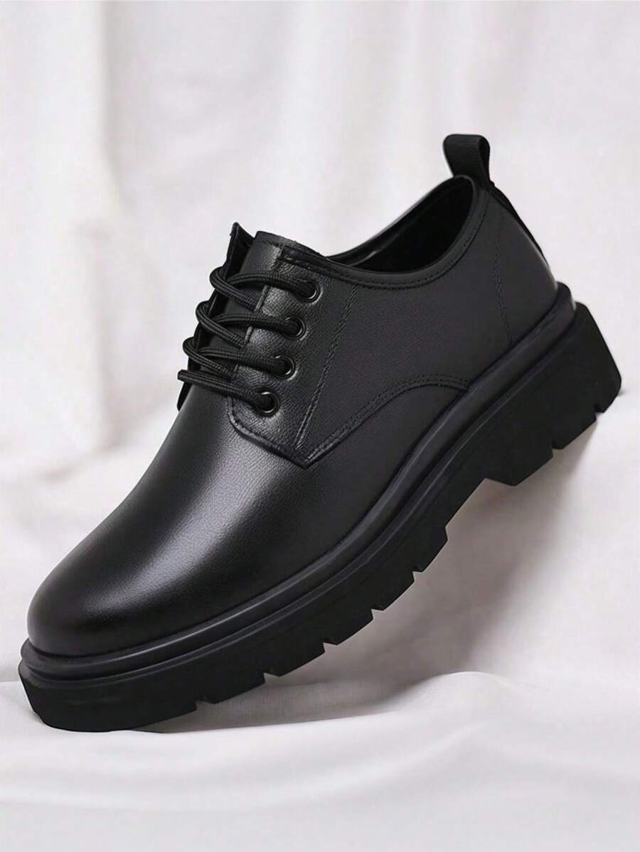 Derbies en cuir noir homme tige basse semelle épaisse