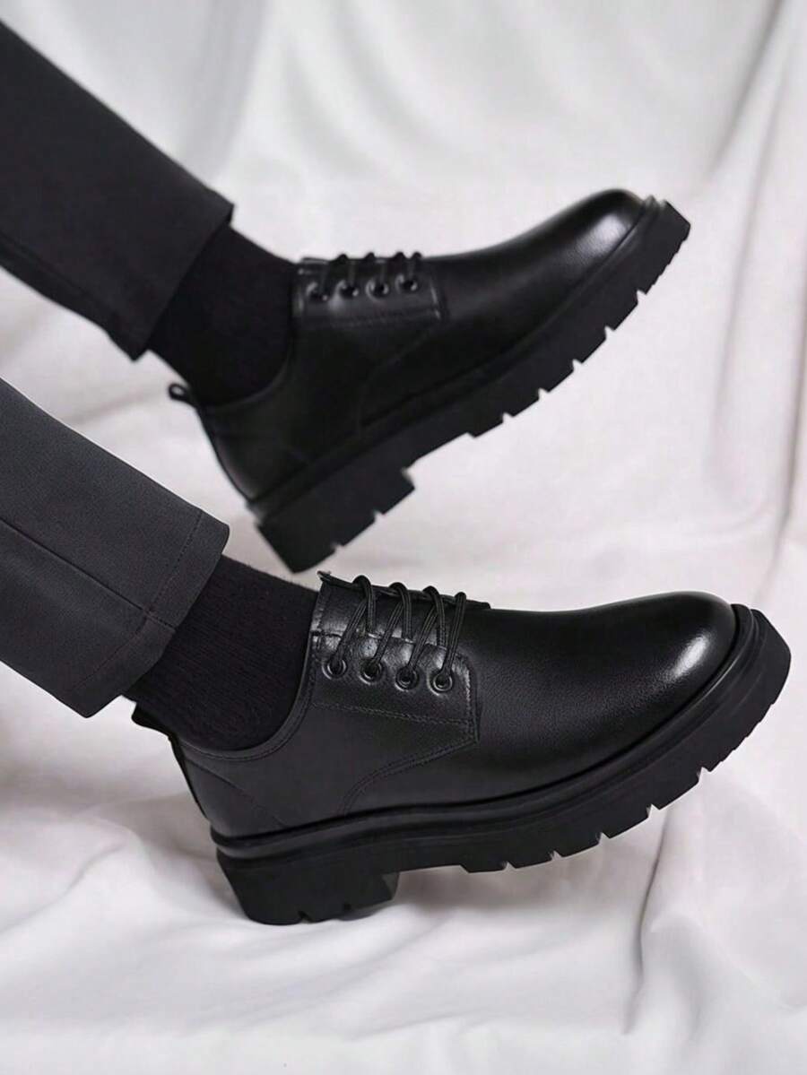 Derbies en cuir noir homme tige basse semelle épaisse