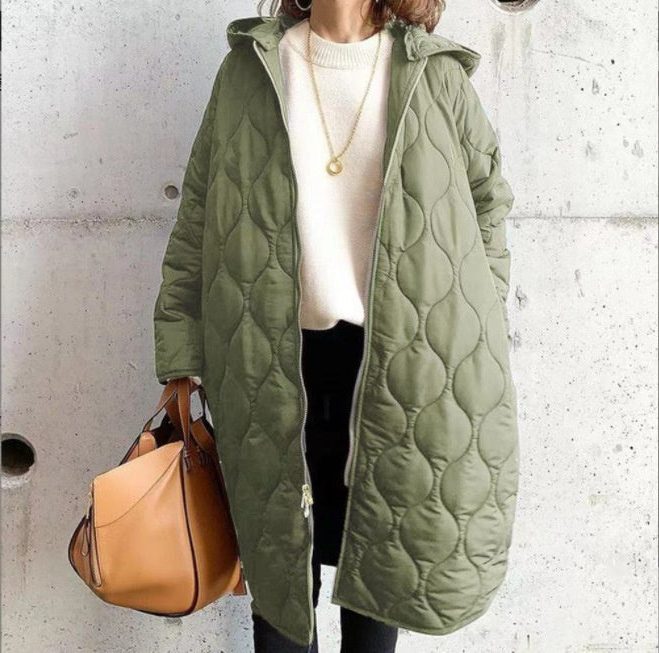 Doudoune femme matelassée à capuche oversize mi-longue - Gris