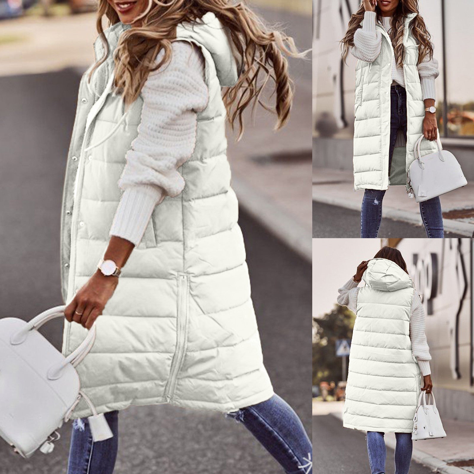 Doudoune Femme Matelassée Légère et Chaude - Blanc