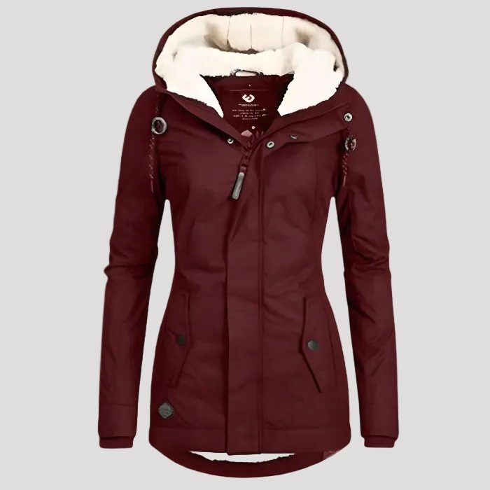 Doudoune longue femme à capuche doublée sherpa