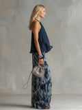 Ensemble femme top col halter et pantalon large tie-dye
