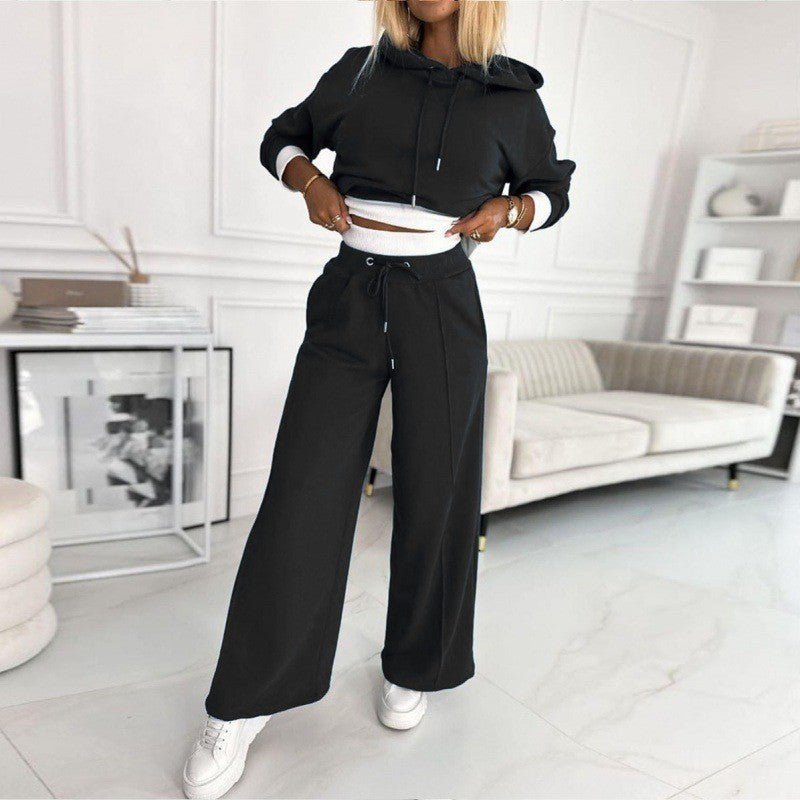 Ensemble jogging femme sweat à capuche oversize - Noir