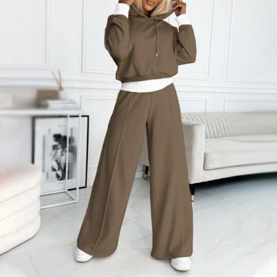 Ensemble jogging femme sweat à capuche oversize - Marron