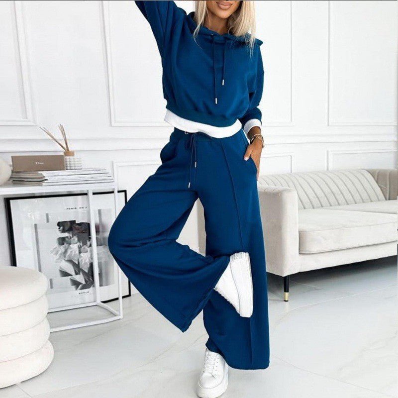 Ensemble jogging femme sweat à capuche oversize - Bleu