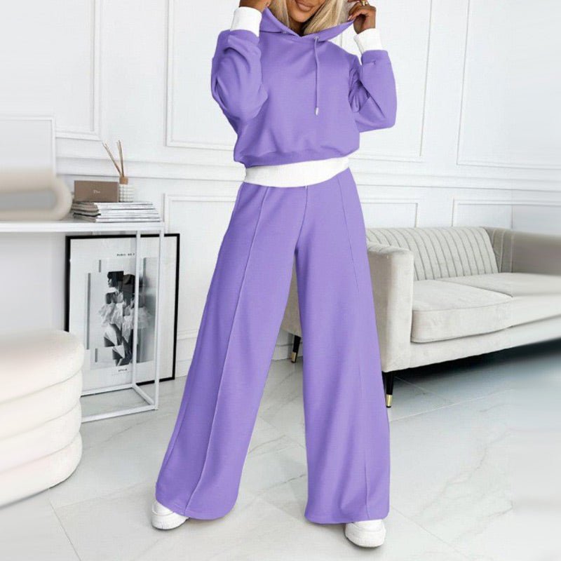 Ensemble jogging femme sweat à capuche oversize - Violet