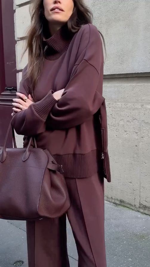 Ensemble maille femme manches courtes coupe décontractée