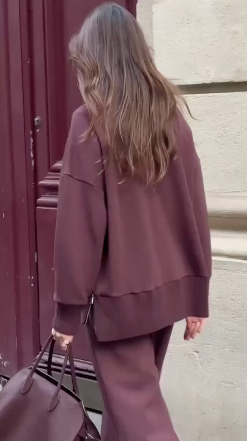 Ensemble maille femme manches courtes coupe décontractée