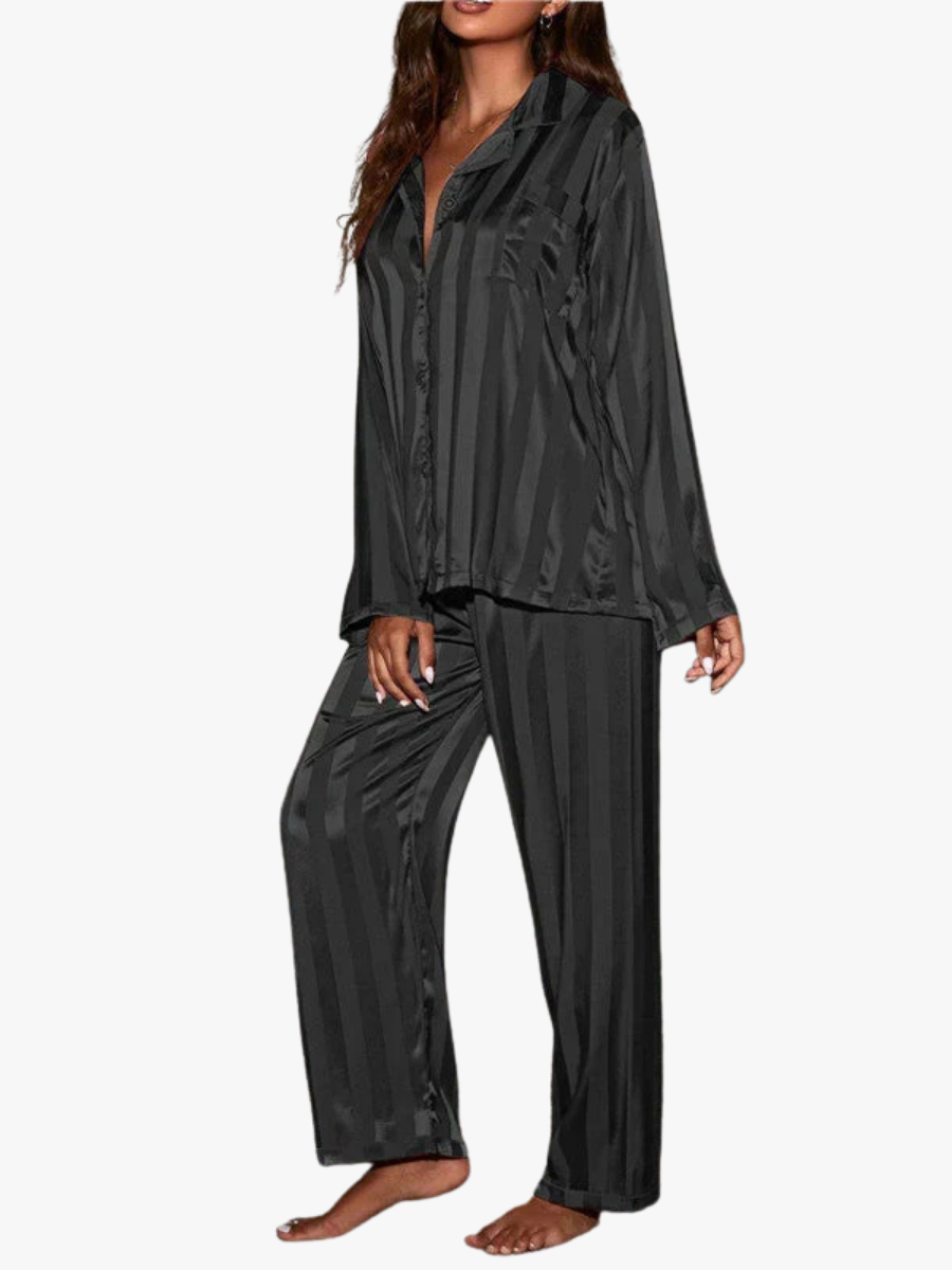 Ambre - Pyjama Satiné Chemise Pantalon
