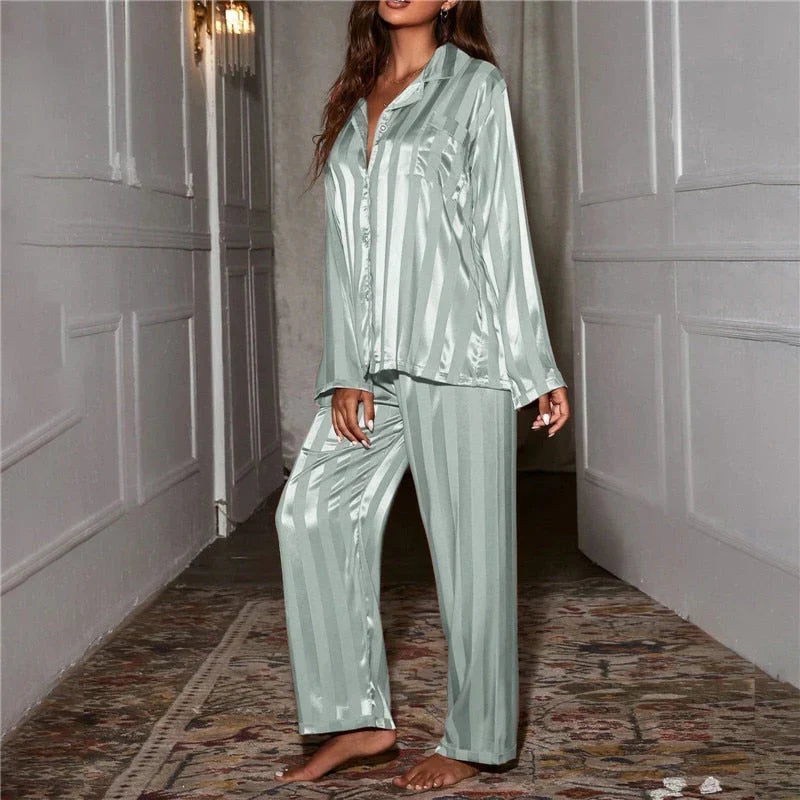 Ambre - Pyjama Satiné Chemise Pantalon