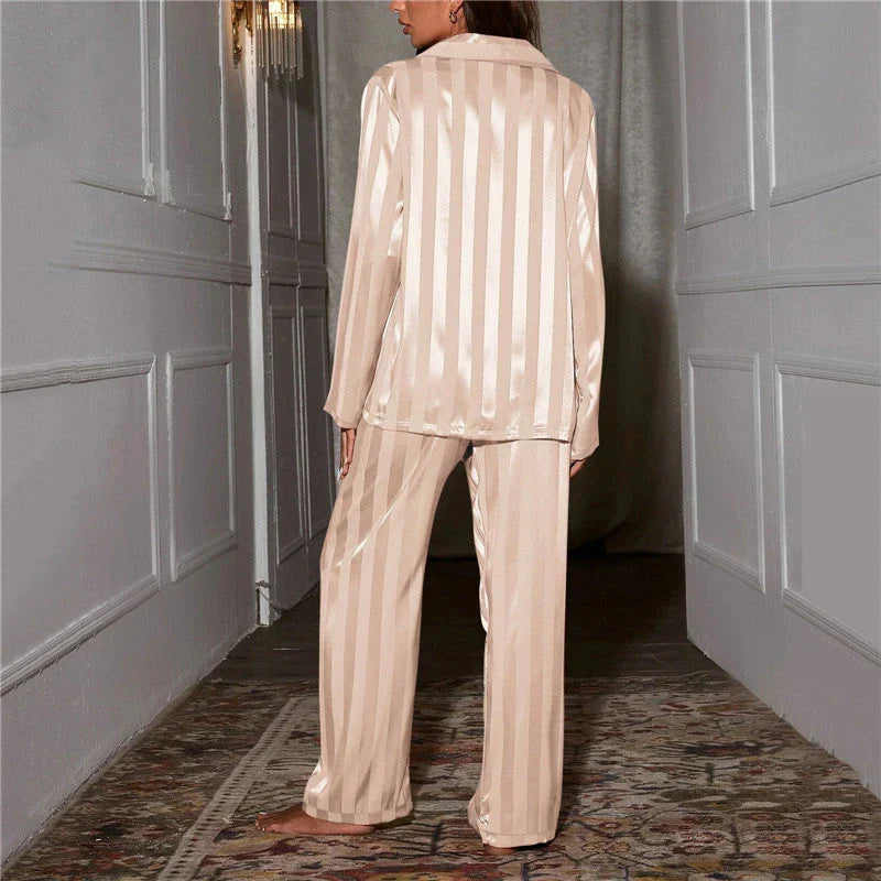 Ambre - Pyjama Satiné Chemise Pantalon