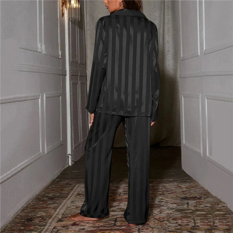 Ambre - Pyjama Satiné Chemise Pantalon