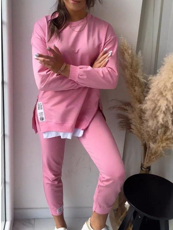 Ensemble sweat jogger femme oversize col rond - Rose