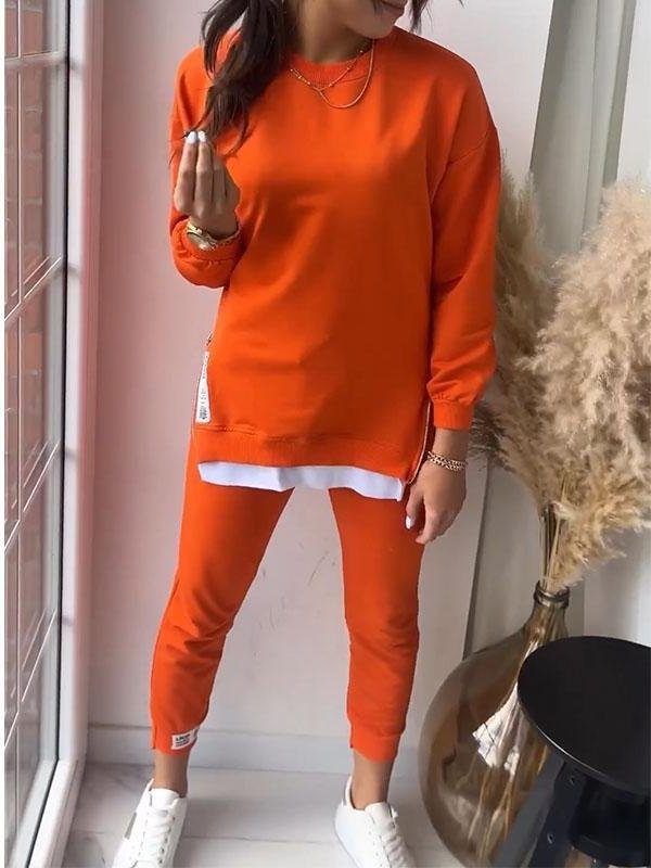 Ensemble sweat jogger femme oversize col rond - Orange