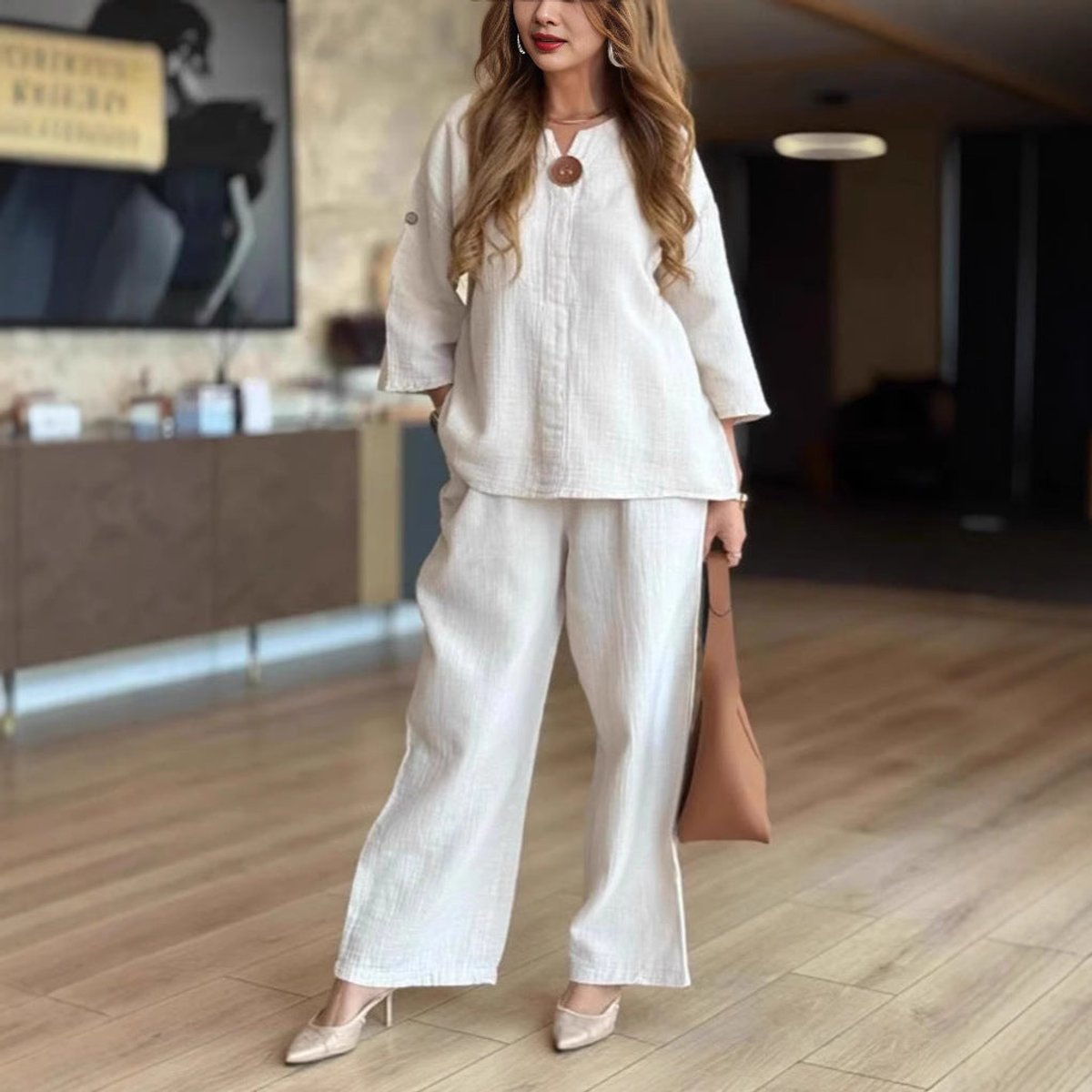 Ensemble Tunique Pantalon Large Palazzo Femme