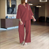 Ensemble Tunique Pantalon Large Palazzo Femme