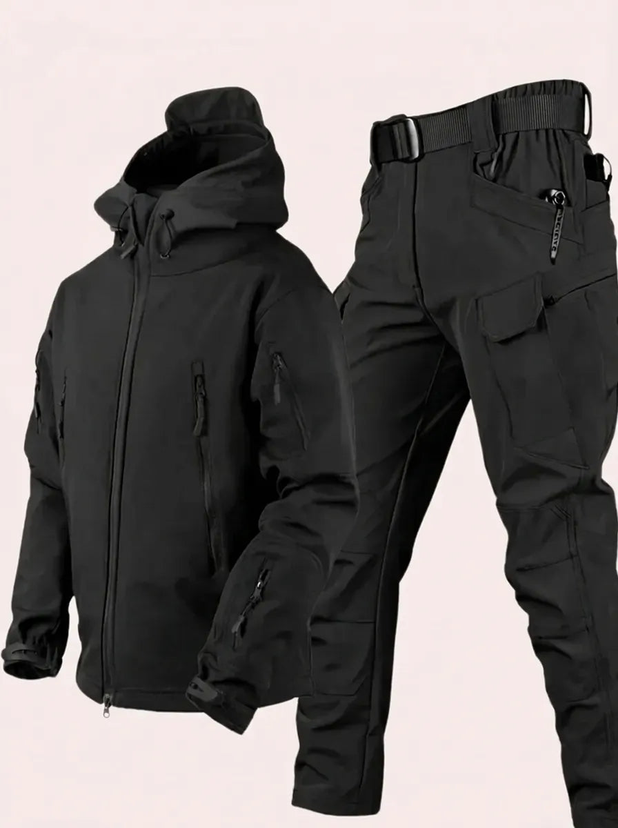Ensemble veste et pantalon d'hiver imperméable coupe-vent - Noir