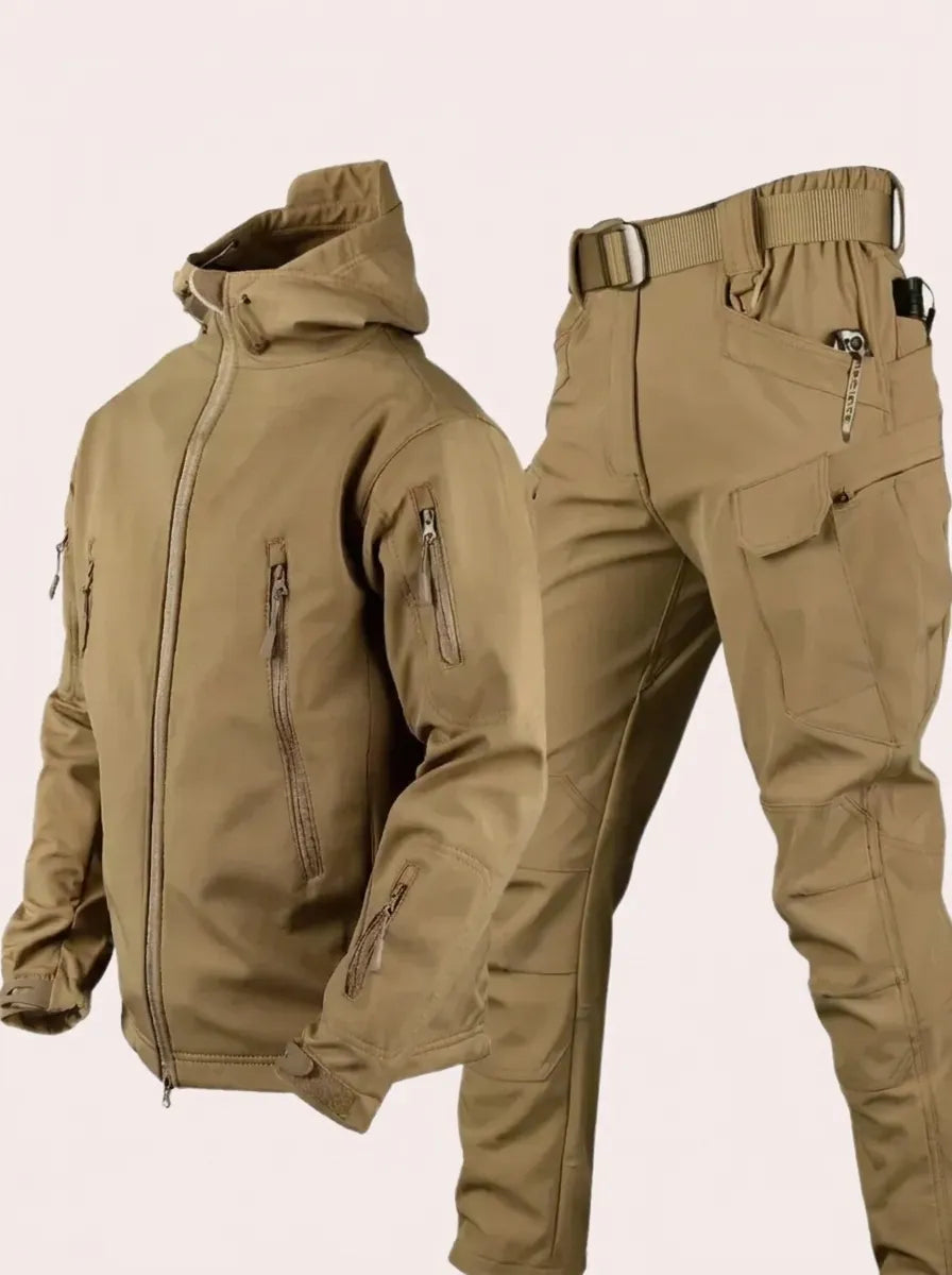 Ensemble veste et pantalon d'hiver imperméable coupe-vent - Beige