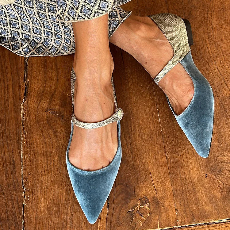 Escarpin à bride bout pointu femme - Bleu
