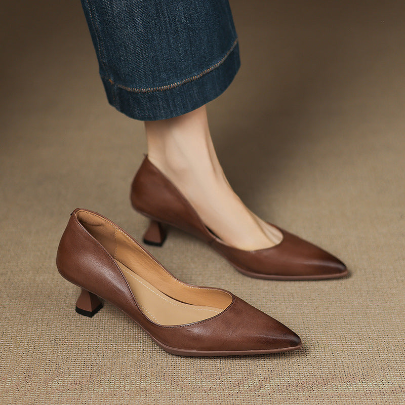 Typhaine - Escarpins Cuir Talon Kitten