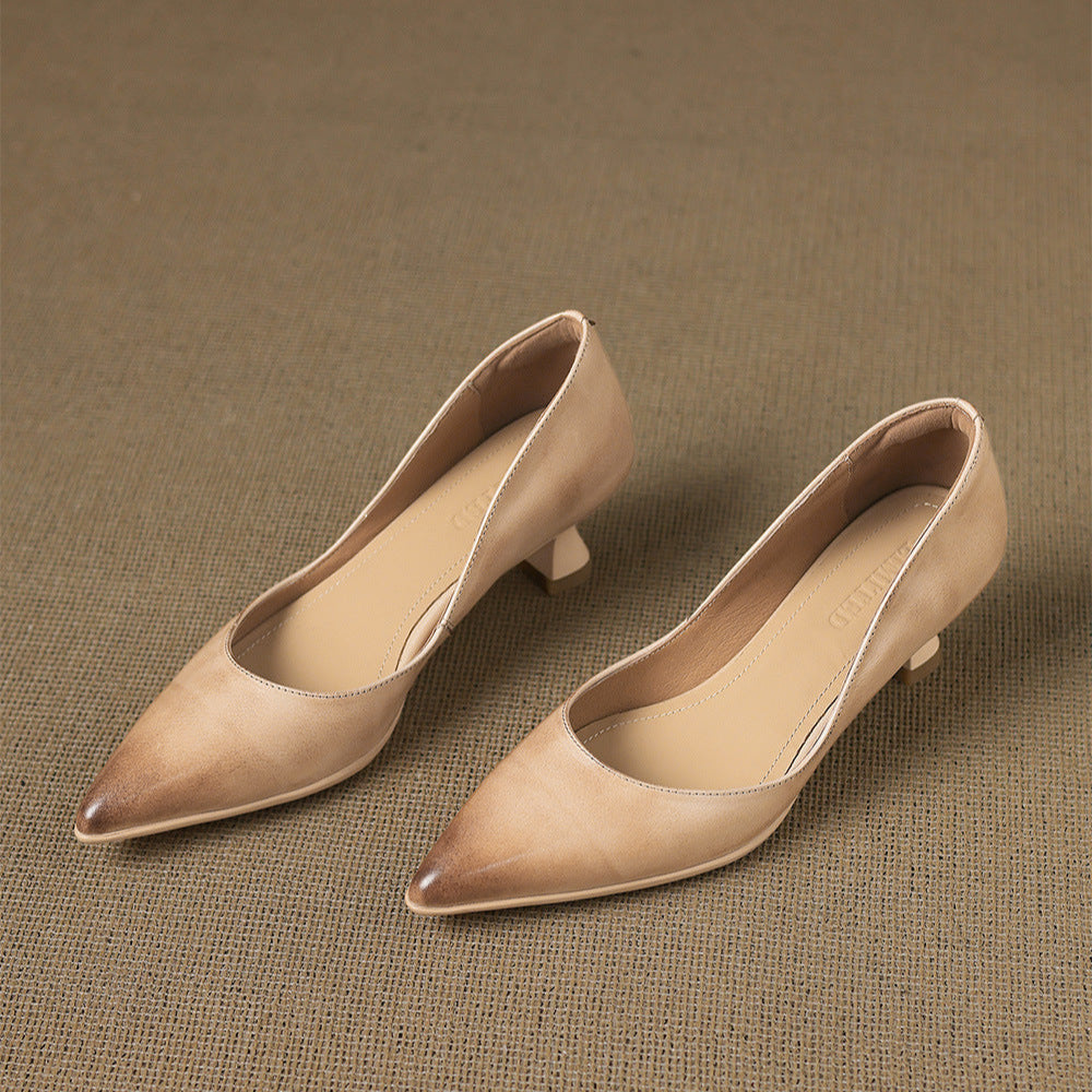 Typhaine - Escarpins Cuir Talon Kitten