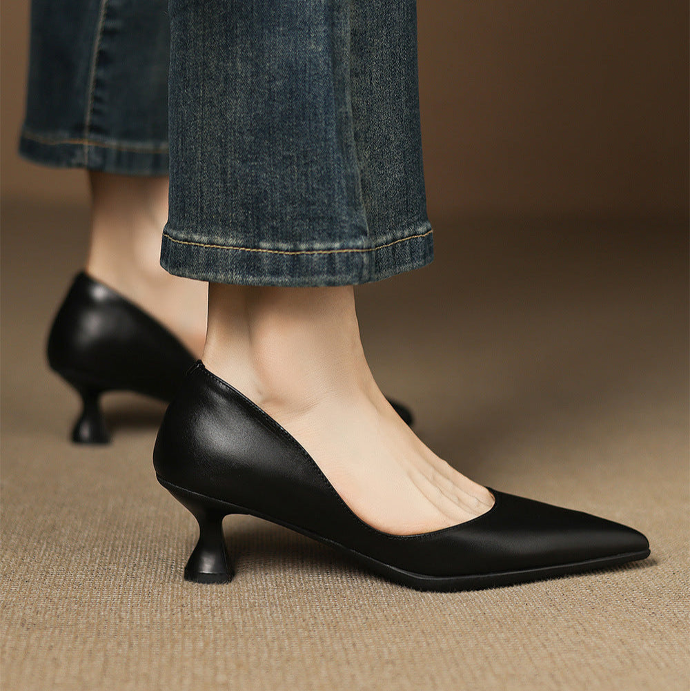 Typhaine - Escarpins Cuir Talon Kitten