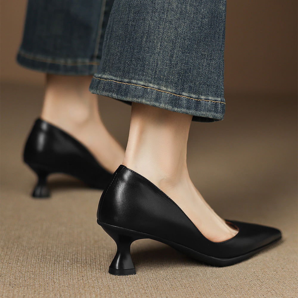Typhaine - Escarpins Cuir Talon Kitten