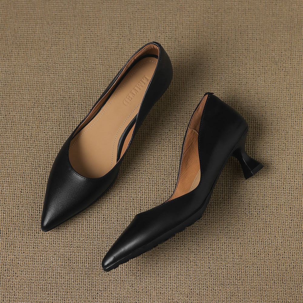 Typhaine - Escarpins Cuir Talon Kitten