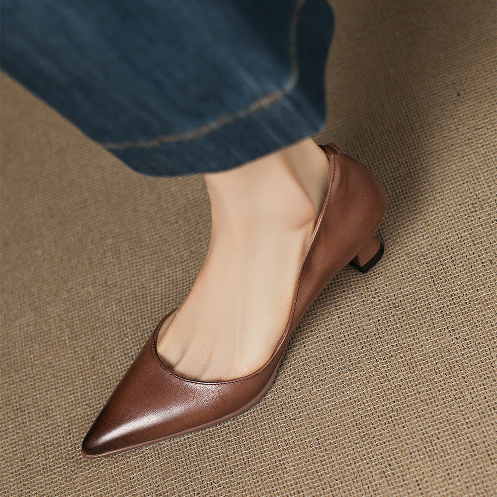 Typhaine - Escarpins Cuir Talon Kitten