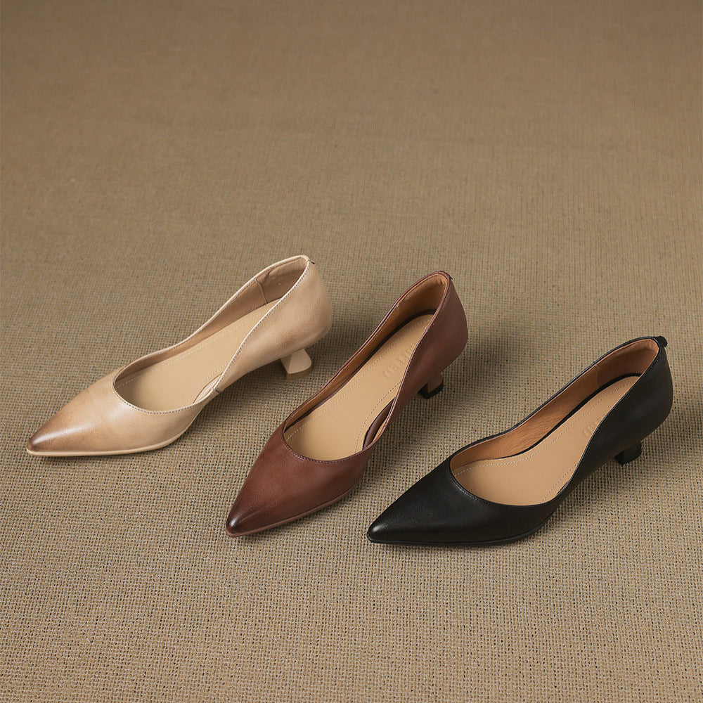 Typhaine - Escarpins Cuir Talon Kitten