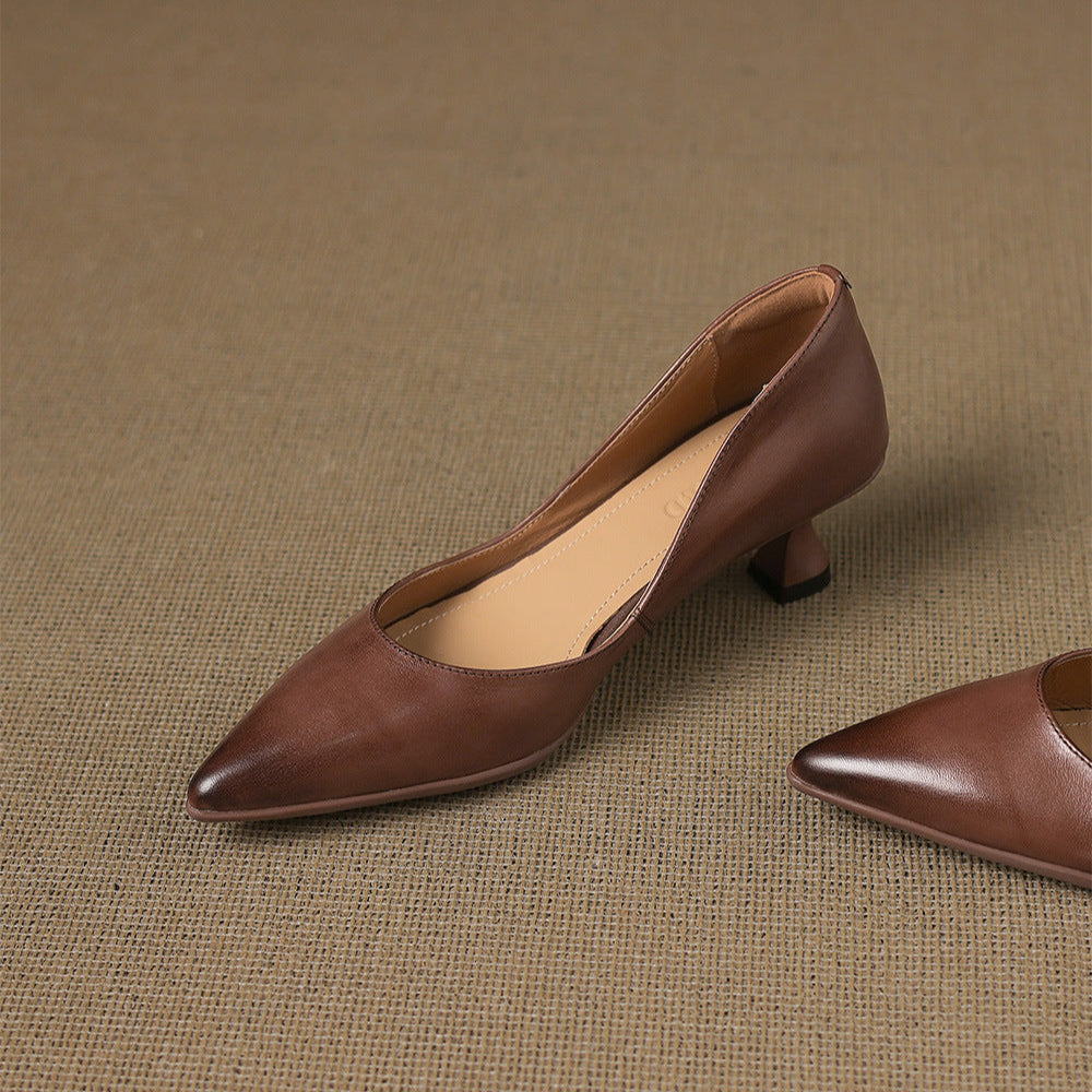 Typhaine - Escarpins Cuir Talon Kitten