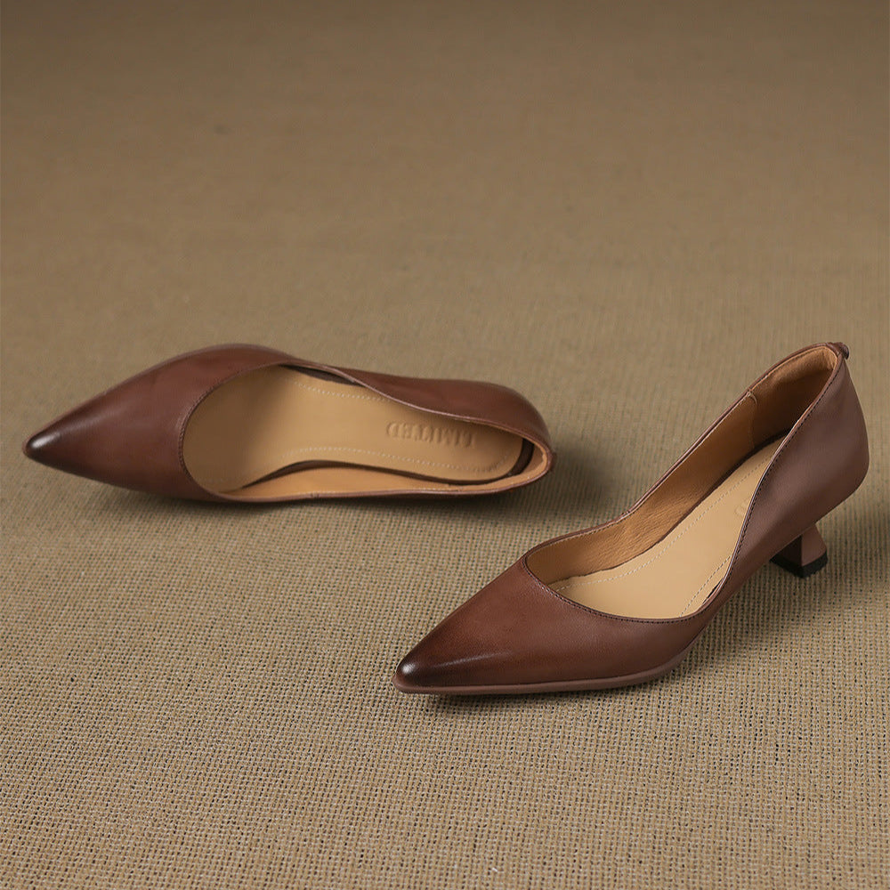 Typhaine - Escarpins Cuir Talon Kitten
