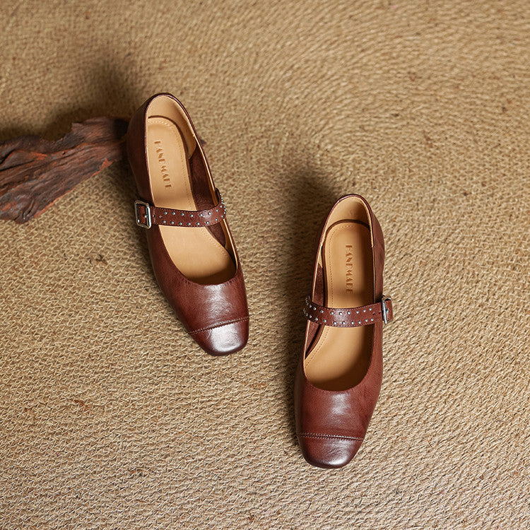 Escarpins Mary Jane Femme en Cuir Véritable