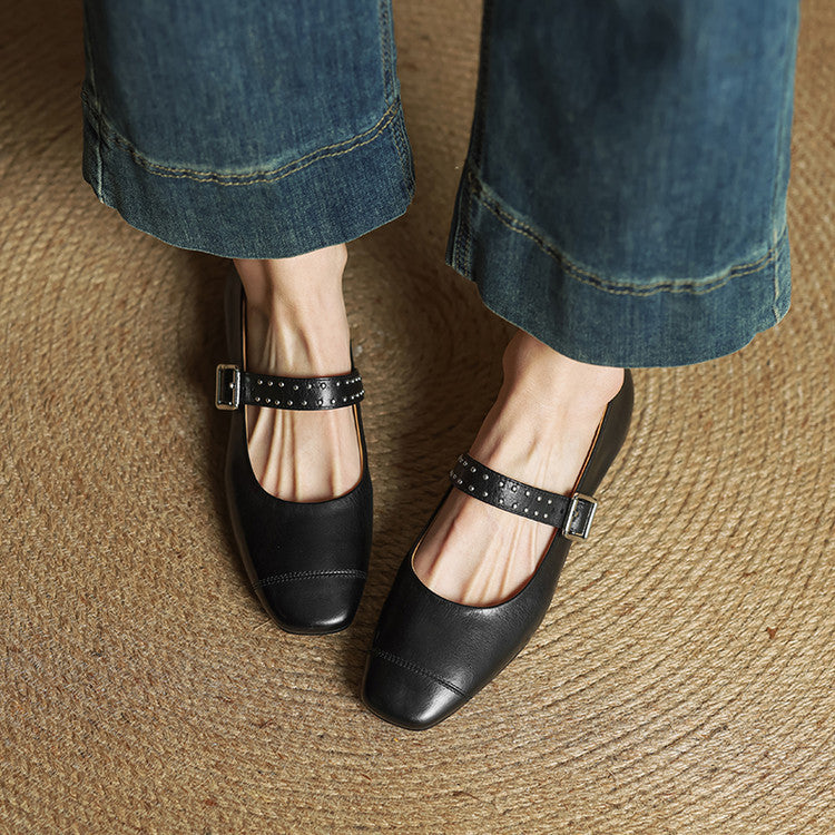 Escarpins Mary Jane Femme en Cuir Véritable