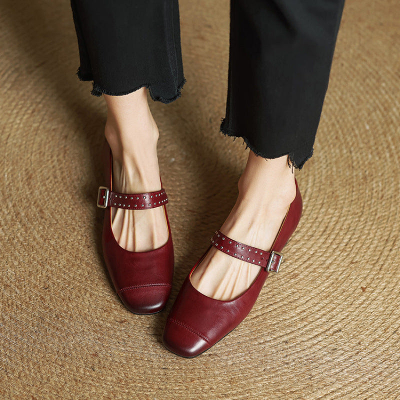 Escarpins Mary Jane Femme en Cuir Véritable