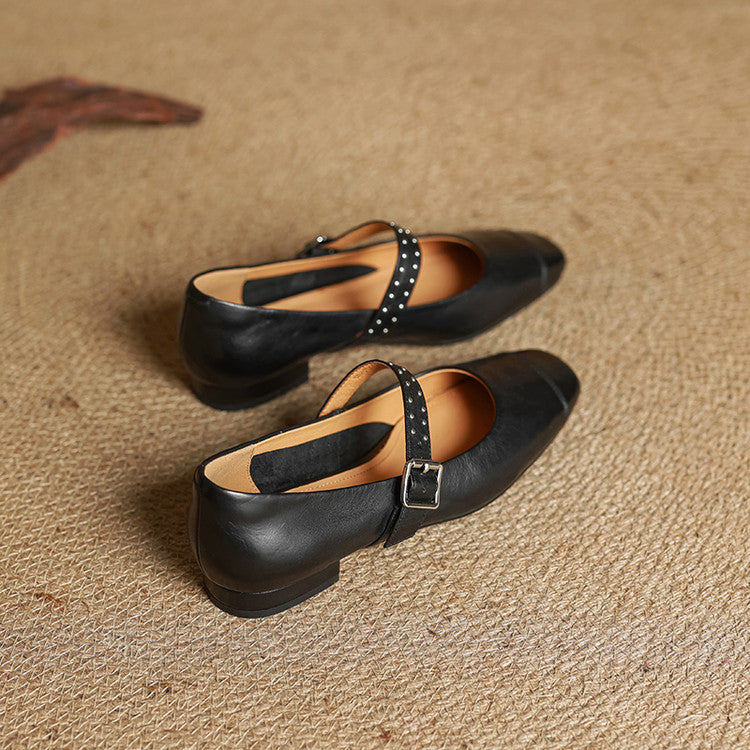 Escarpins Mary Jane Femme en Cuir Véritable
