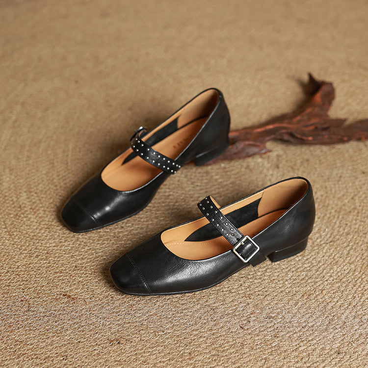 Escarpins Mary Jane Femme en Cuir Véritable