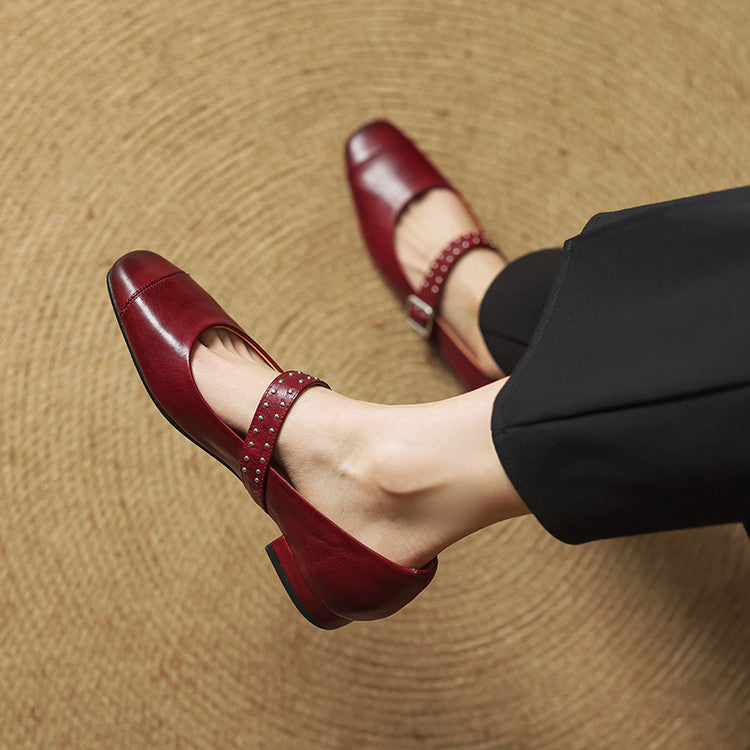 Escarpins Mary Jane Femme en Cuir Véritable